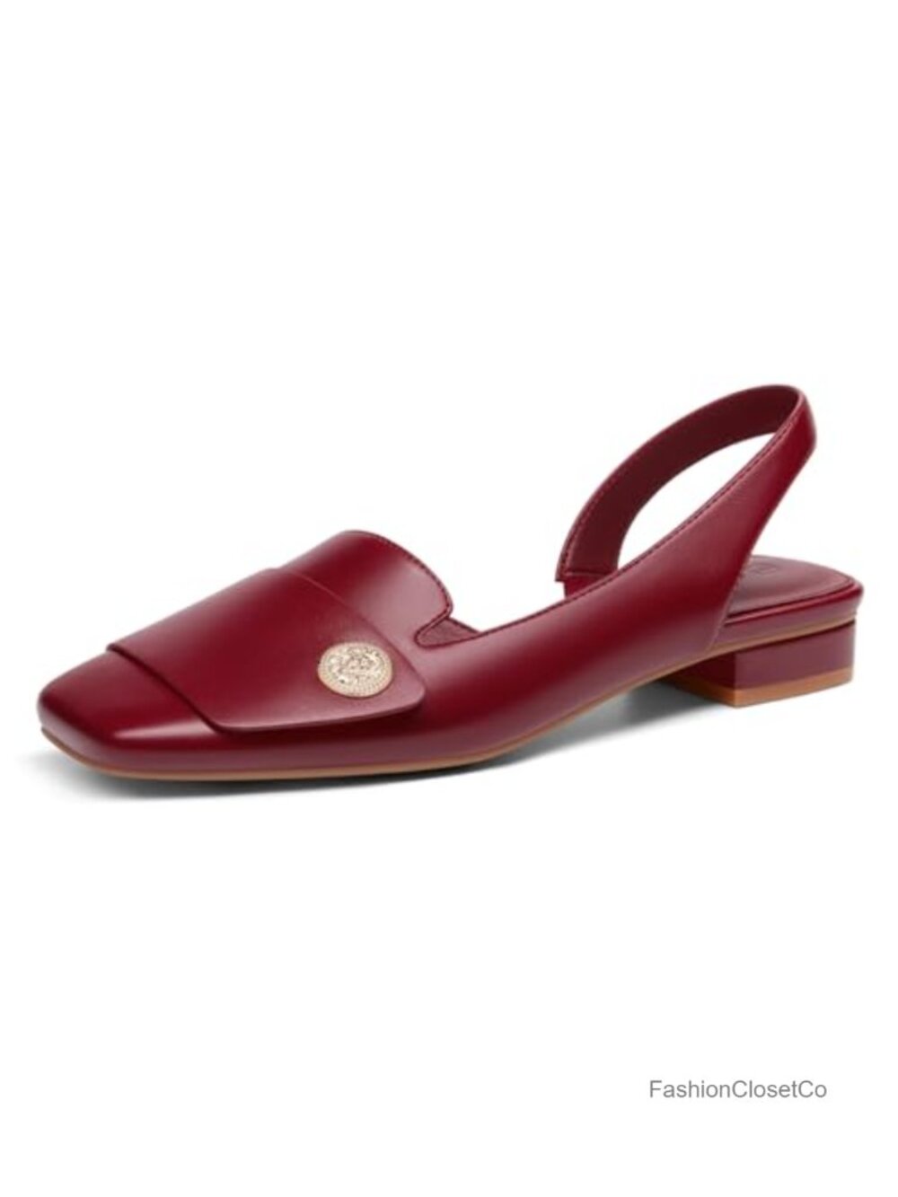 Coutgo Womens Chunky Low Heels Slingback Square Toe D'Orsay Pumps Slip On Work